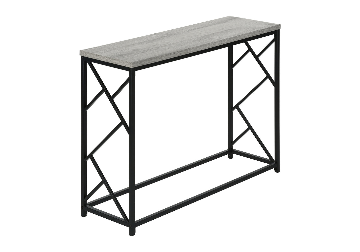 Accent Table, Console, Entryway, Narrow, Sofa, Living Room, Bedroom, Grey Laminate, Black Metal, Contemporary, Modern