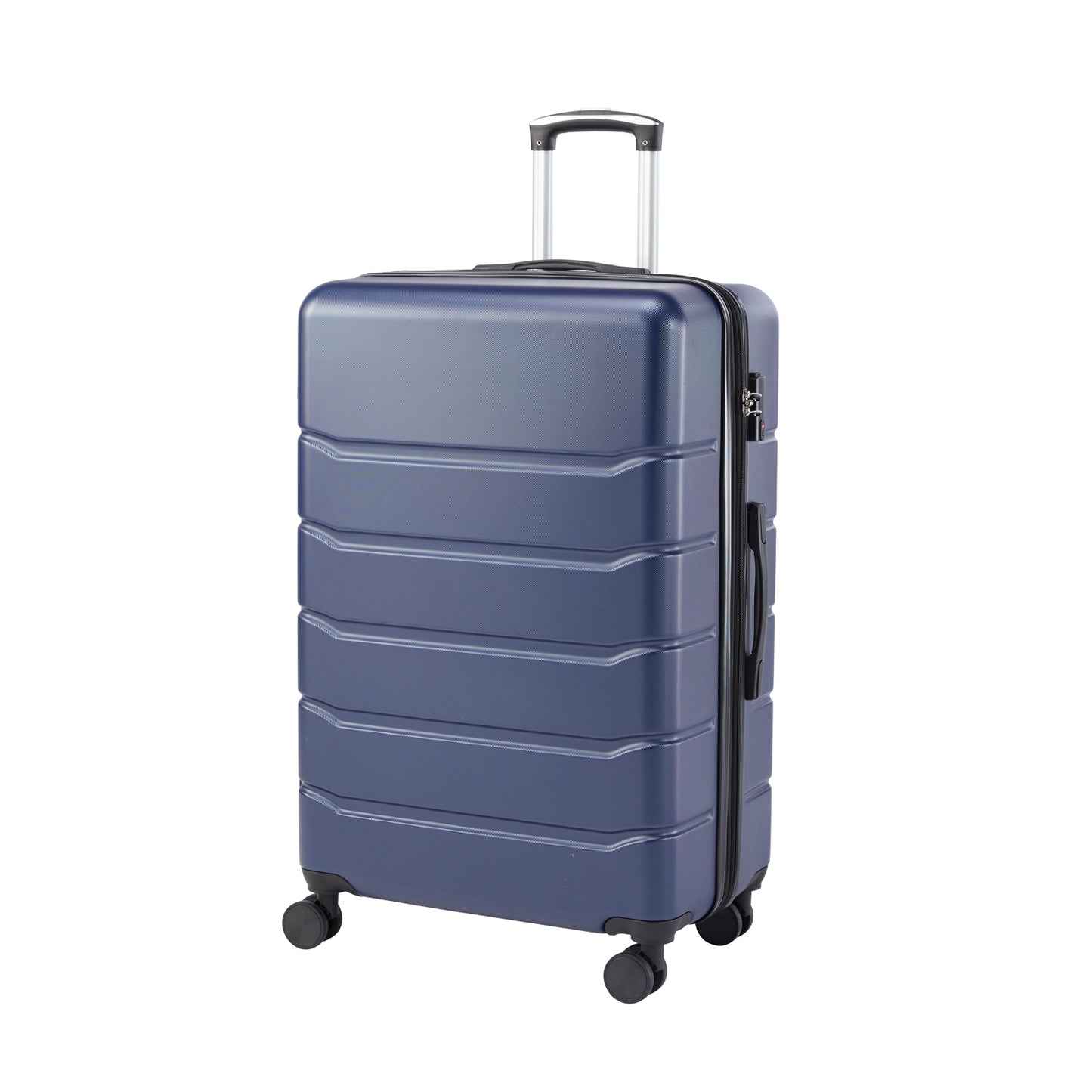 Hard sided expand suitcase with rotating wheels, TSA lock, retractable handle, blue, 24'