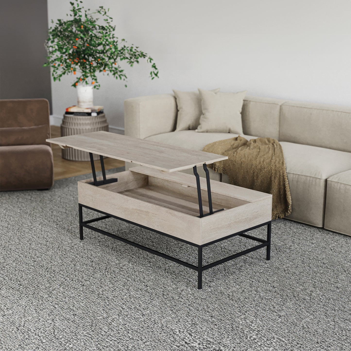 T1105-01 White Lift Top Coffee Table