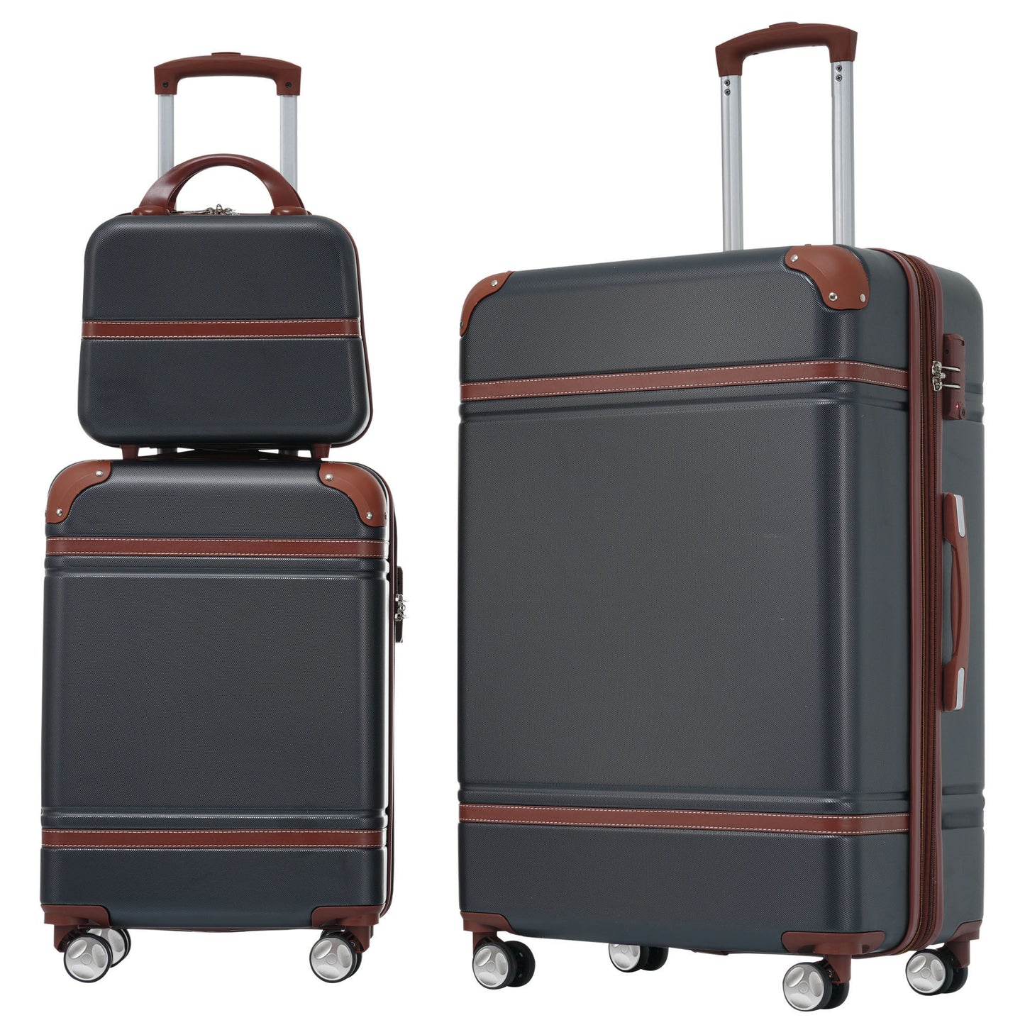 Hardshell Luggage Sets 3 Pieces 20'+28' Luggages and Cosmetic Case Spinner Suitcase with TSA Lock Lightweight