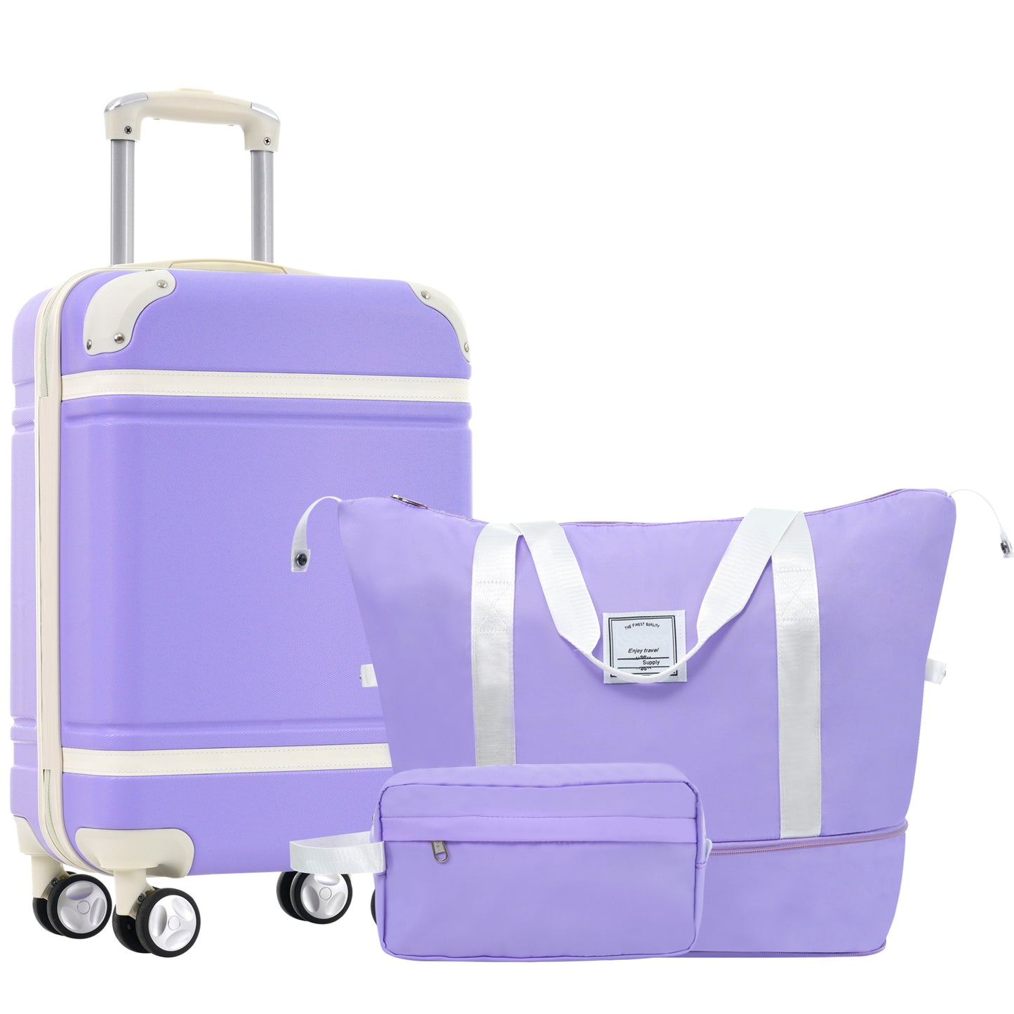 Hardshell Luggage Sets with Bags Carry-on Suitcase Double Spinner Wheels with TSA Lock ,Single Vintage Luggage 20 IN,Purple