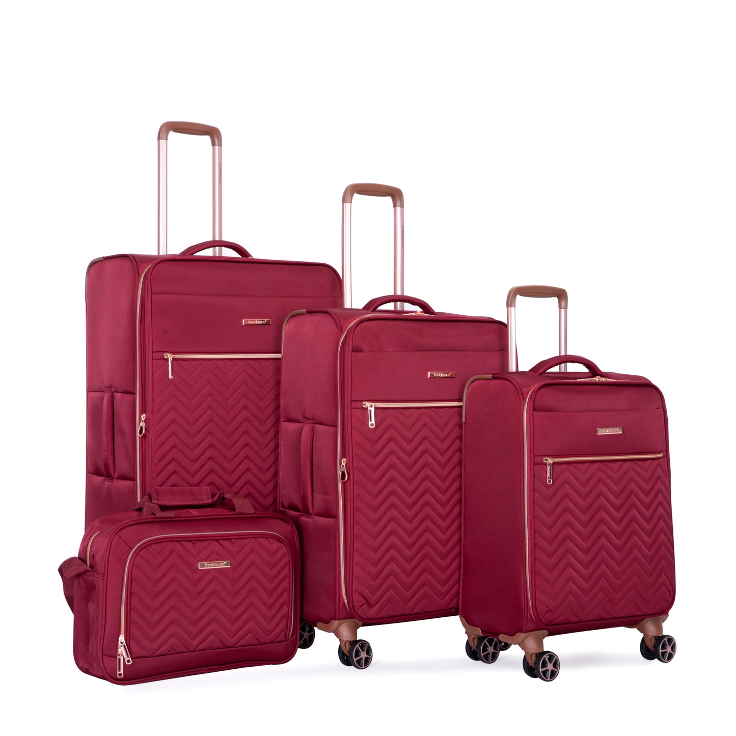 4-Piece Set (16/20/24/28) ,Softshell Suitcase Spinner Wheels Terylene Luggage Sets Carry On Suitcase Luggage Lightweight Durable Suitcase Wine Red