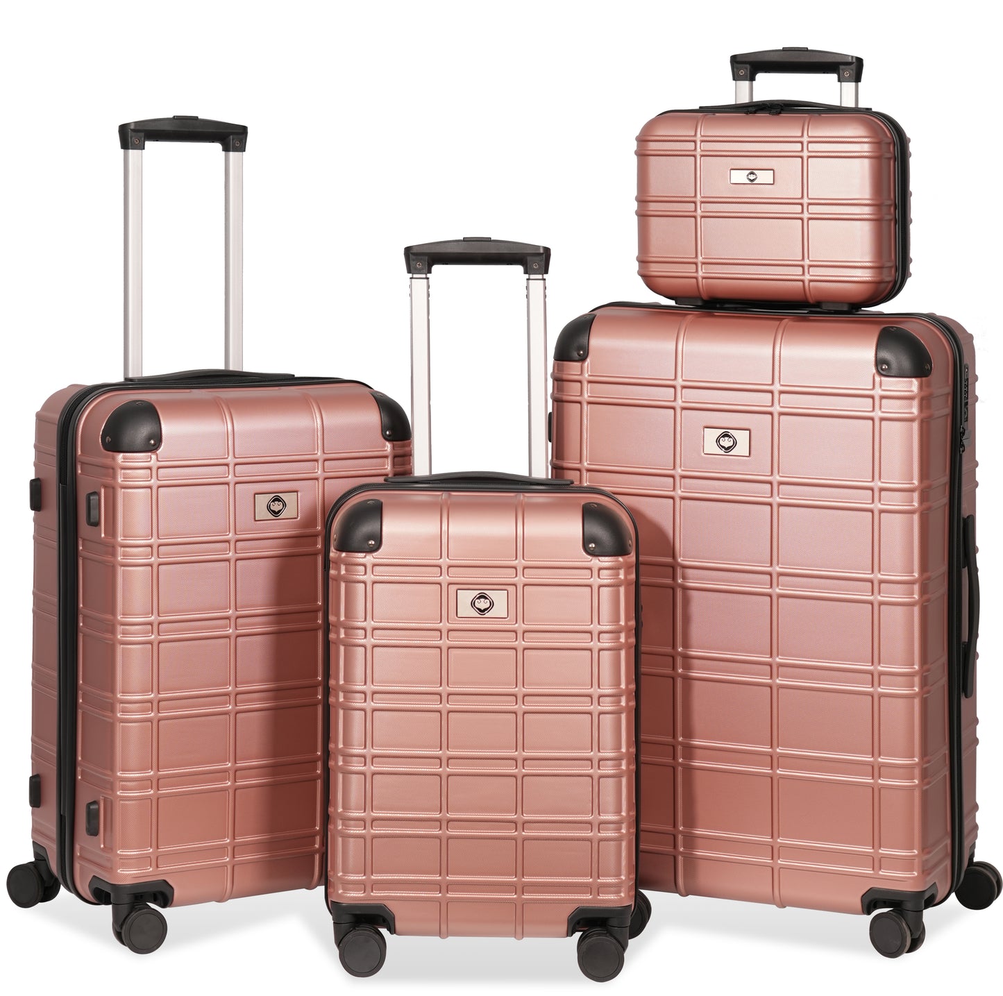 Luggage Sets ABS+PC Hardshell 4pcs Luggage Hardside Lightweight Durable Suitcase sets Spinner Wheels Suitcase with TSA Lock (12/20/24/28),ROSE GOLD