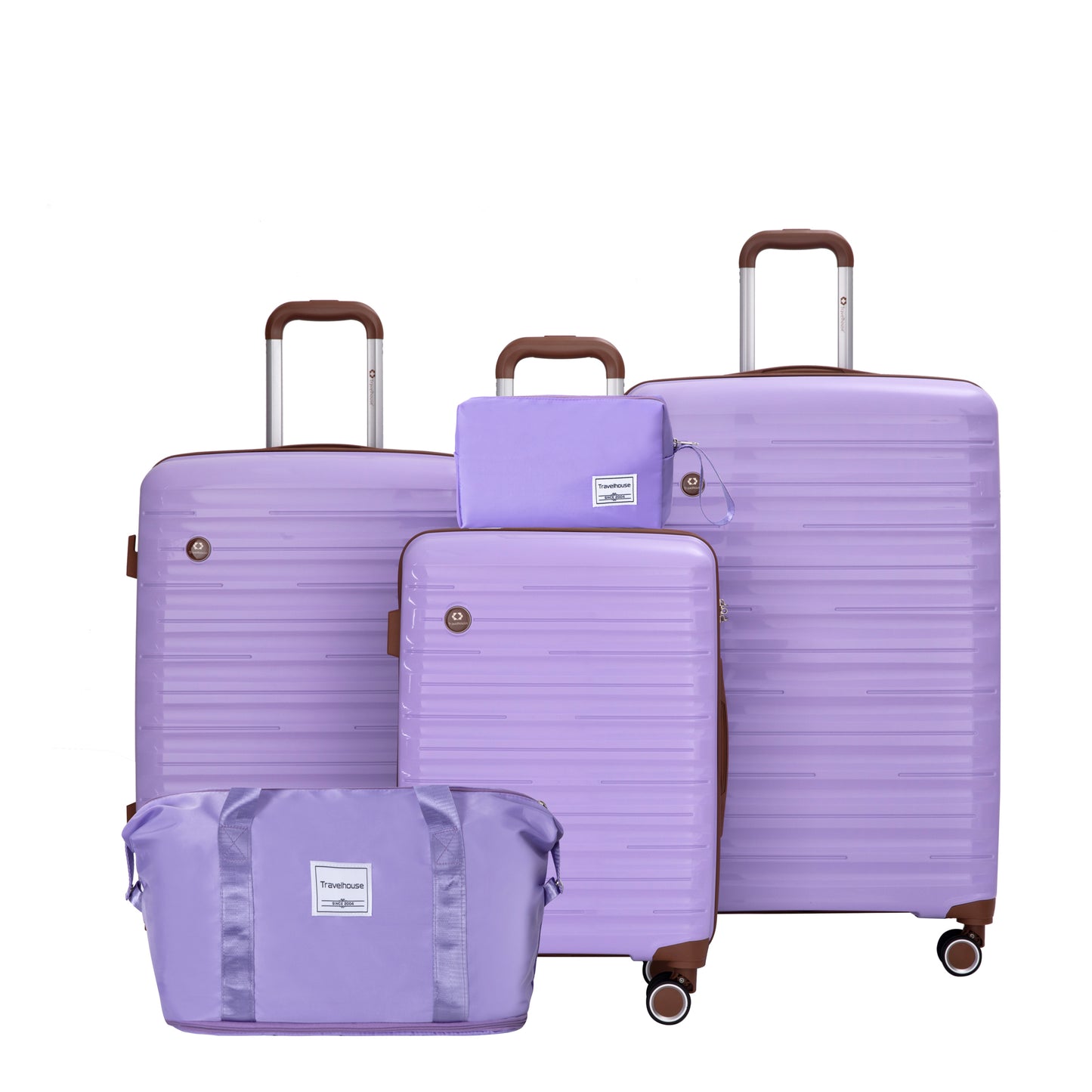 5-Piece Set (20'24'28 +a travel bag and a toiletry bag) ,PP Hardshell Carry on Luggage Set with TSA Lock Carry On Suitcase Luggage Durable Suitcase Color PURPLE.