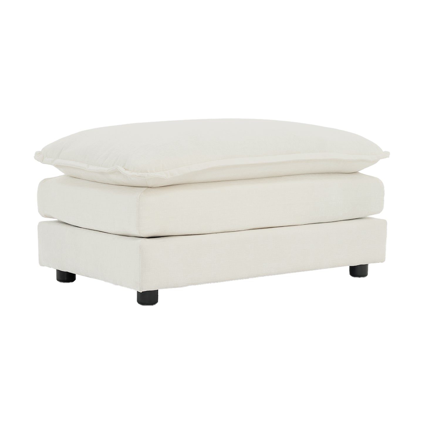 Chenille Fabric Ottomans Footrest to Combine with 2 Seater Sofa, 3 Seater Sofa and 4 Seater Sofa, White Chenille