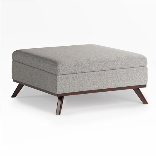 Owen - Square Coffee Table Storage Ottoman - Cloud Grey