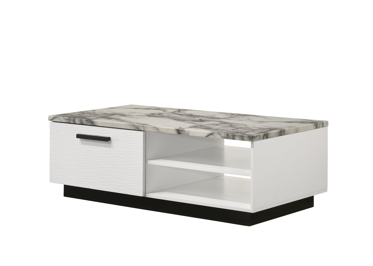 Matilda 47' White Coffee Table with White Faux Marble Top