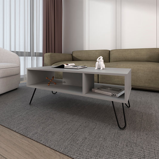 Bagdad Coffe table in Melamine, Hairpin Legs, Smoke
