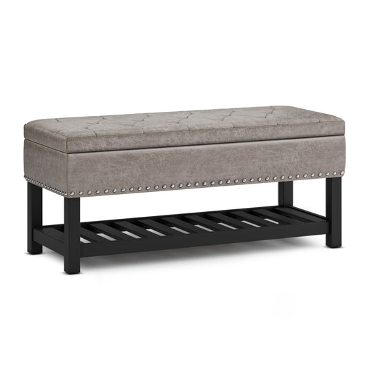 Lomond - Storage Ottoman Bench - Distressed Grey Taupe