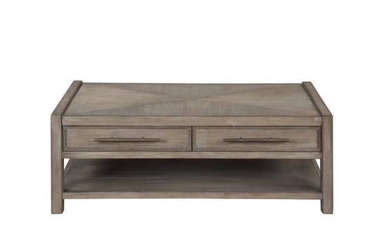 50 inch Coffee Table, No Assembly Required, White Oak Finish