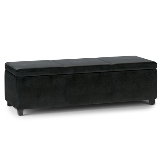 Avalon - Extra Large Storage Ottoman Bench - Midnight Black