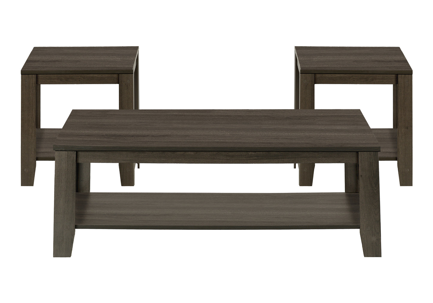 Table Set, 3pcs Set, Coffee, End, Side, Accent, Living Room, Brown Laminate, Transitional
