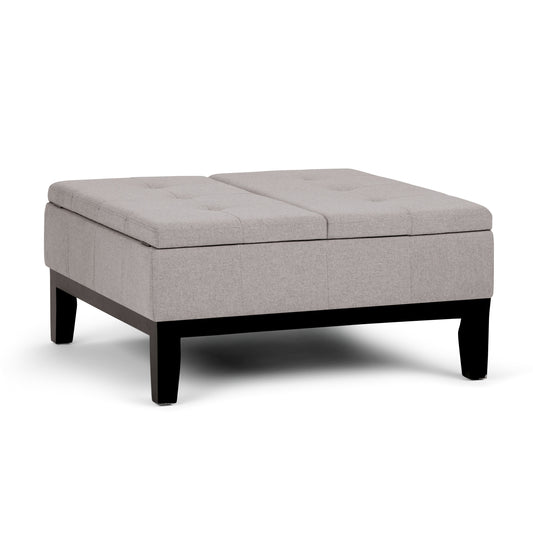 Dover - Square Coffee Table Storage Ottoman - Cloud Grey