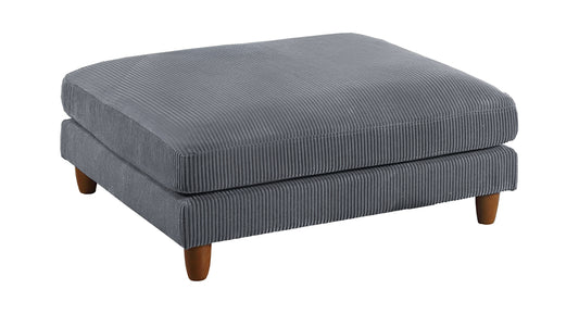 Living Room Furniture 1pc Cocktail Ottoman Dark Gray Corduroy Cushion Extra Large Ottoman Wood Legs
