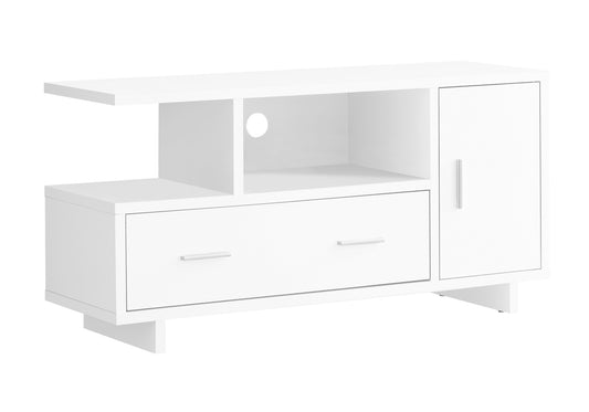 Tv Stand, 48 Inch, Console, Media Entertainment Center, Storage Cabinet, Drawers, Living Room, Bedroom, White Laminate, Contemporary, Modern