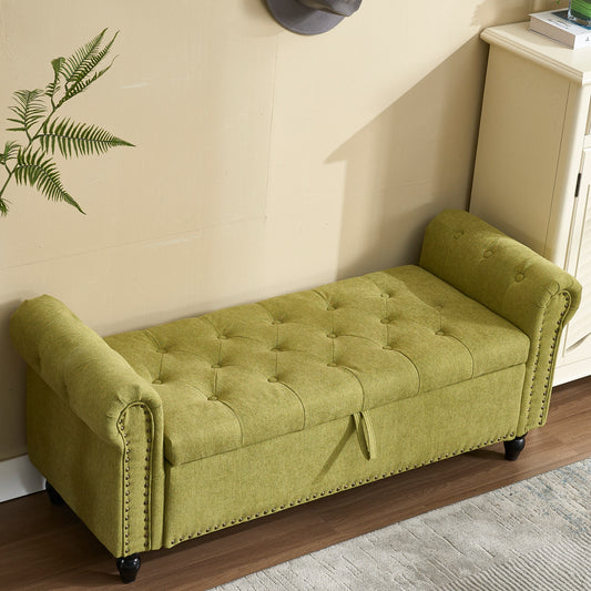 Coolmore Storage Ottoman 55.12 Inches Upholstered Fabric Storage Ottoman Bench,Button Tufted Ottoman with Storage for Living Room,Bedroom End of Bed Bench Withstands 275lbs