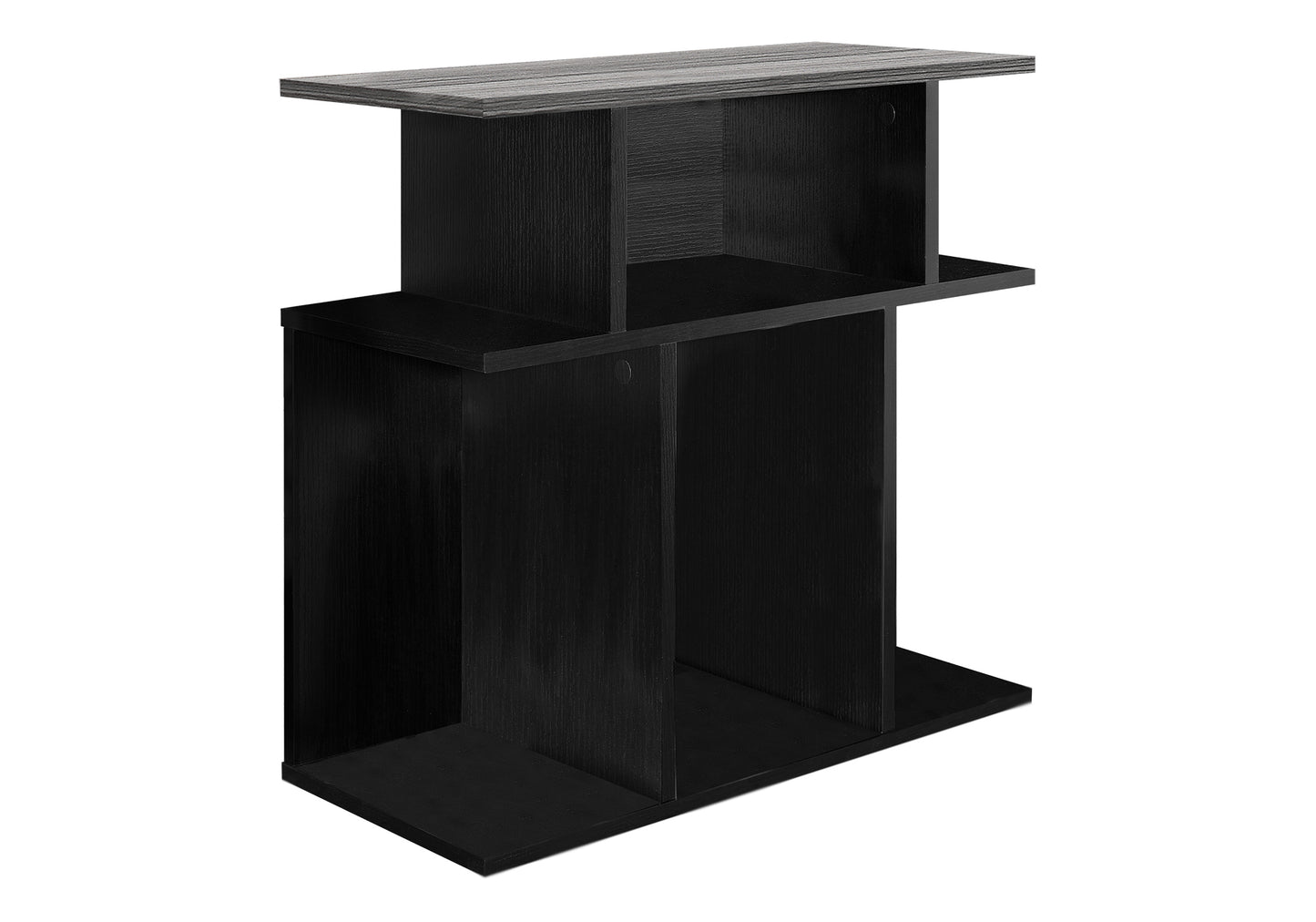 Accent Table, Side, End, Nightstand, Lamp, Living Room, Bedroom, Black And Grey Laminate, Contemporary, Modern