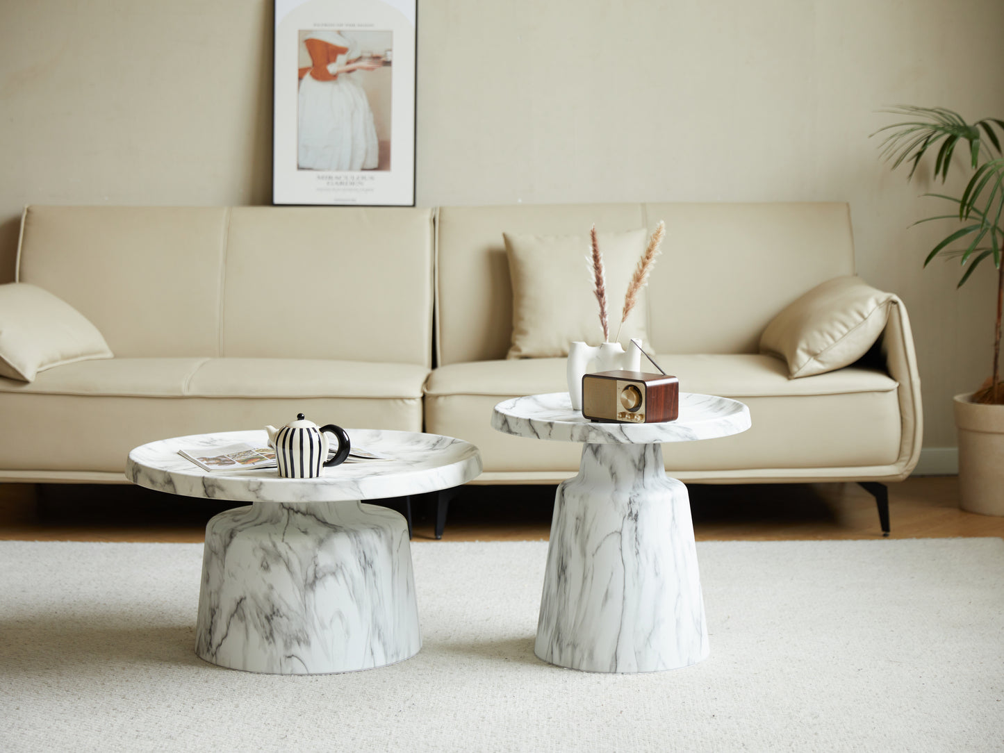 mitation marbed metal end table set