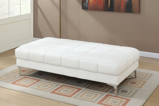 White Bonded Leather Extra large Ottoman Metal Legs 1pc Ottoman Living Room