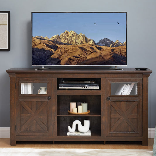 2 Doors Cabinet Farmhouse  Cabinet, Farmhouse TV Stand Barn Design,Modern Farmhouse TV Media Stand, Large Barn Inspired Home Entertainment Console,Espresso, 60.23'W*15.35'D*31.7'H