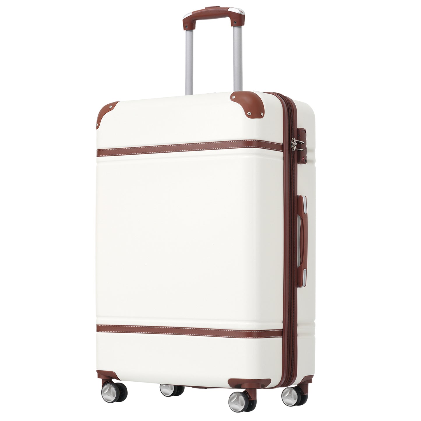 Hardshell Luggage with TSA lock , 24' Expandable Lightweight Suitcase with Spinner Wheels, Single Vintage Luggage,White