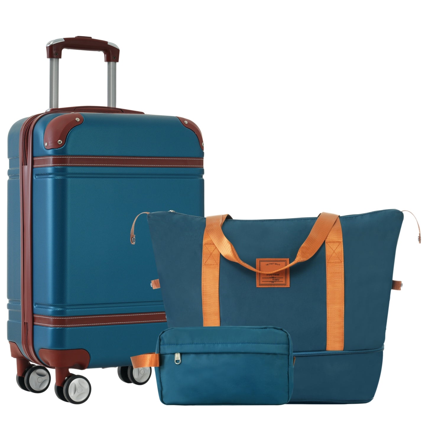 Hardshell Luggage Sets with Bags Carry-on Suitcase Double Spinner Wheels with TSA Lock ,Single Vintage Luggage 20 IN,Blue