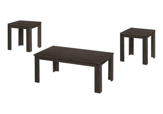 Table Set, 3pcs Set, Coffee, End, Side, Accent, Living Room, Brown Laminate, Transitional