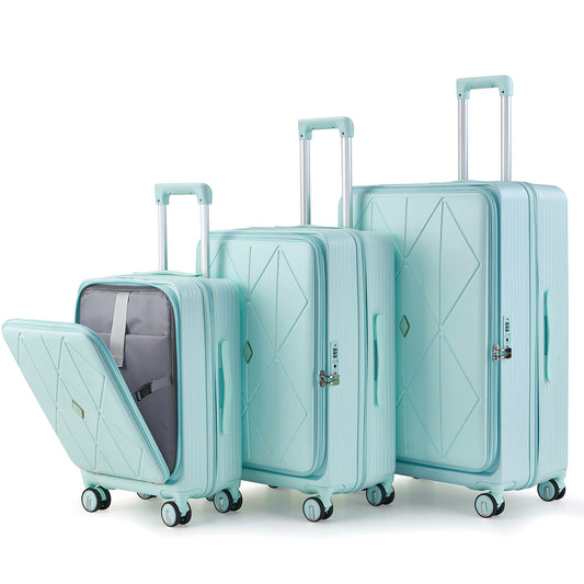 Luggage Sets 3 Piece(20/24/28), Expandable Carry On Luggage with TSA Lock Airline Approved, 100% PC Hard Shell and Lightweight Suitcase with Front Pocket and Spinner Wheels