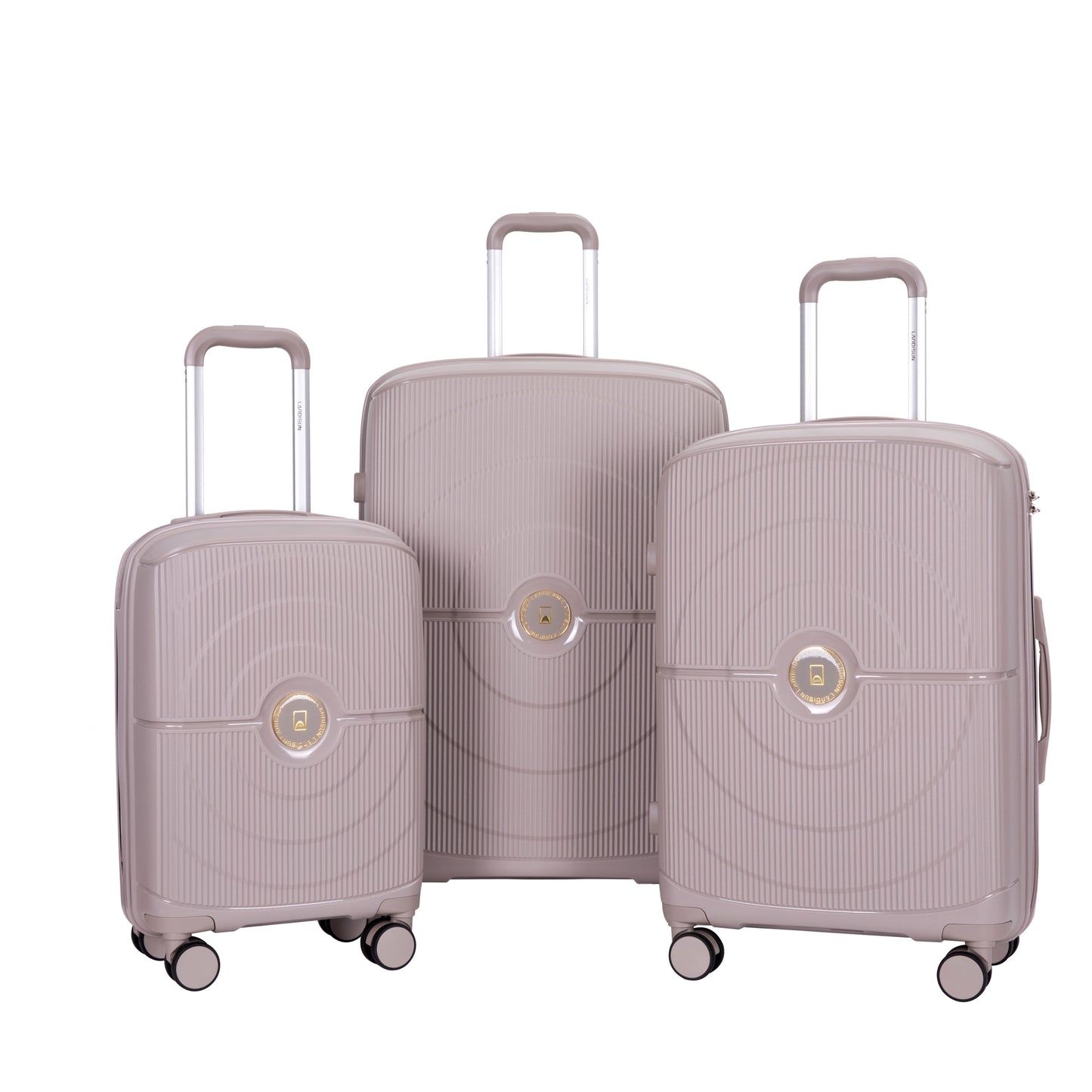 Hardshell Suitcase Double Spinner Wheels PP Luggage Sets Lightweight Durable Suitcase with TSA Lock,3-Piece Set (20/24/28) , Griege