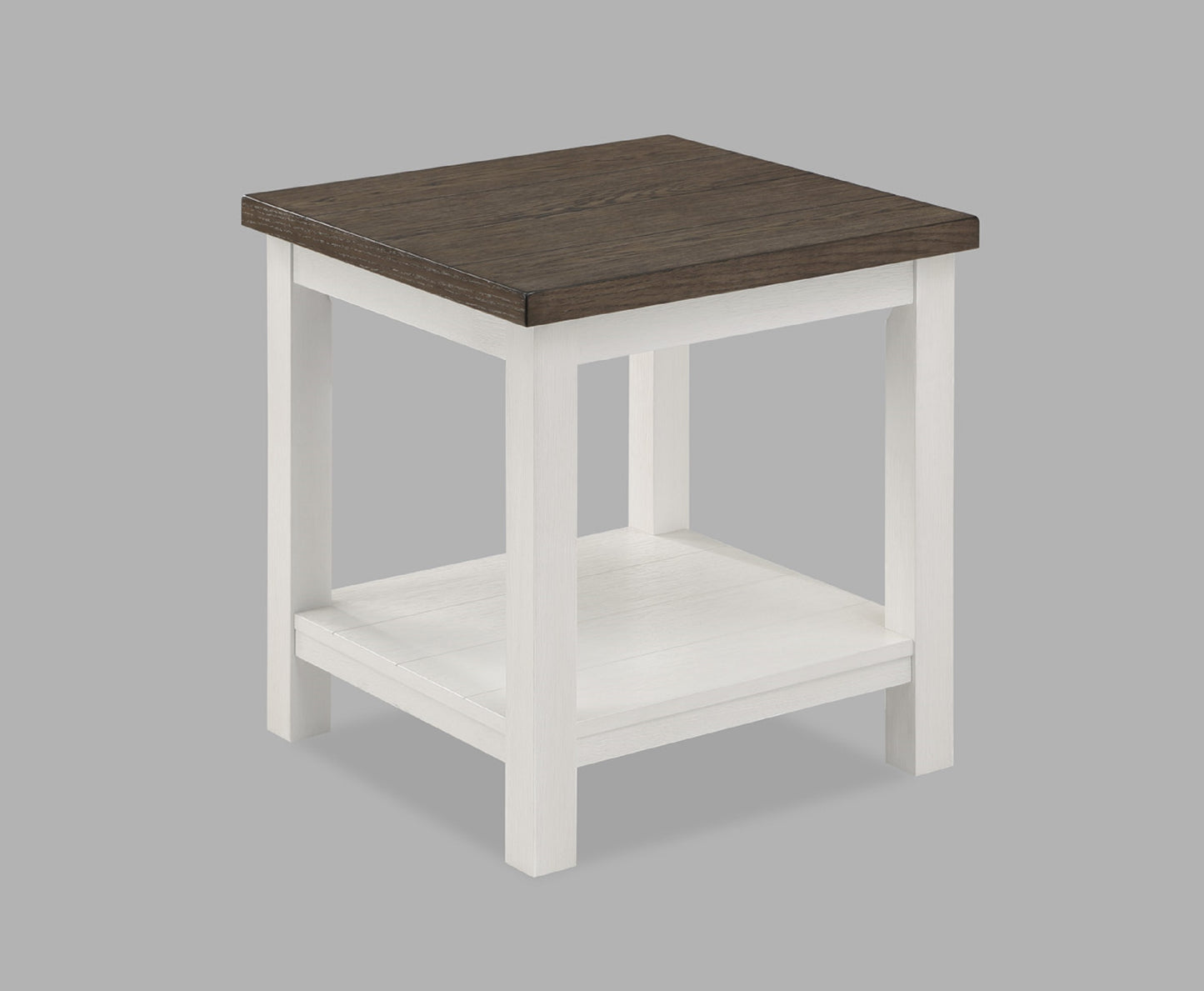 1pc Farmhouse Style Brown End Table with White Base Rectangular Table Top Wooden Living Room Furniture