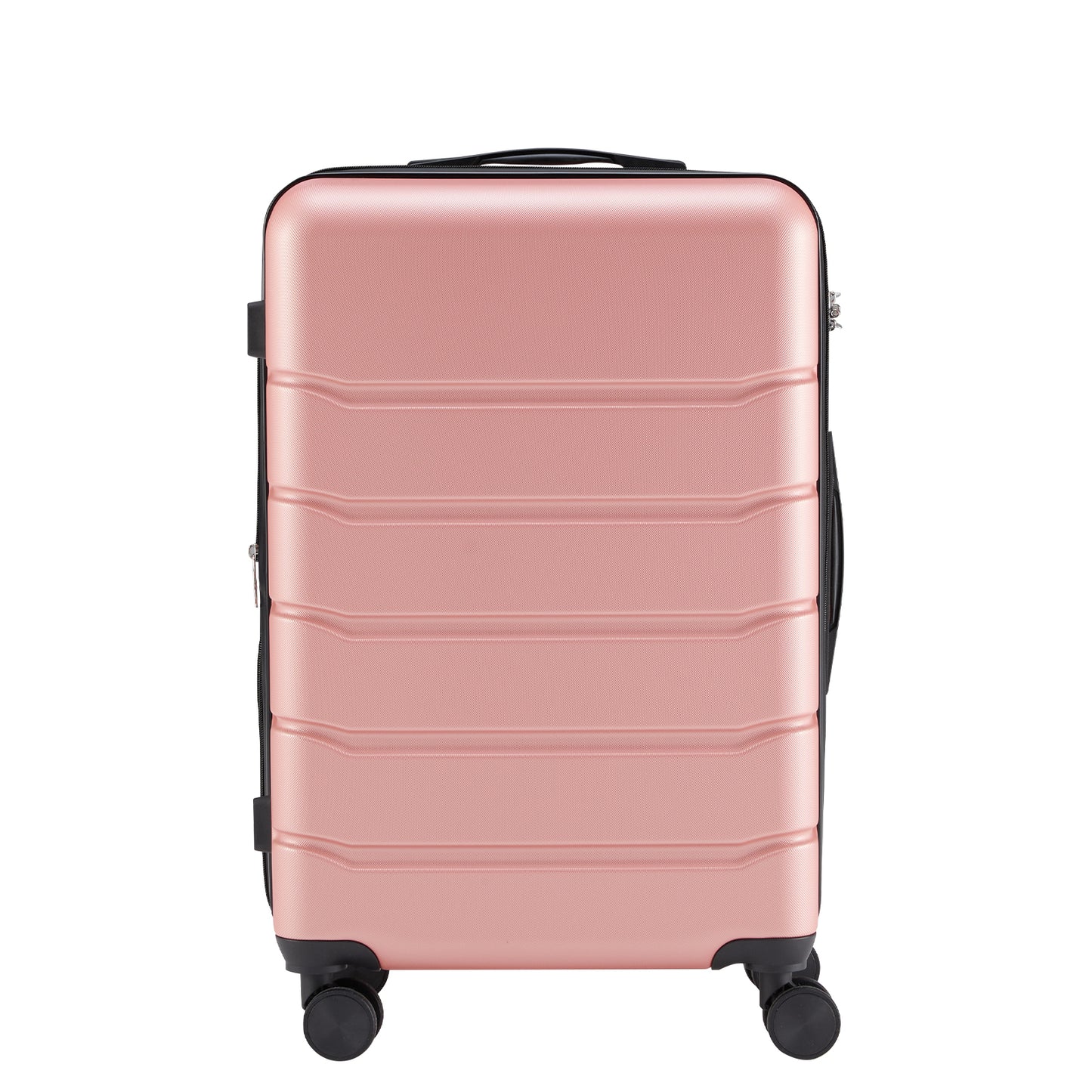 Hard sided expand suitcase with rotating wheels, TSA lock, retractable handle, Pink, 24'