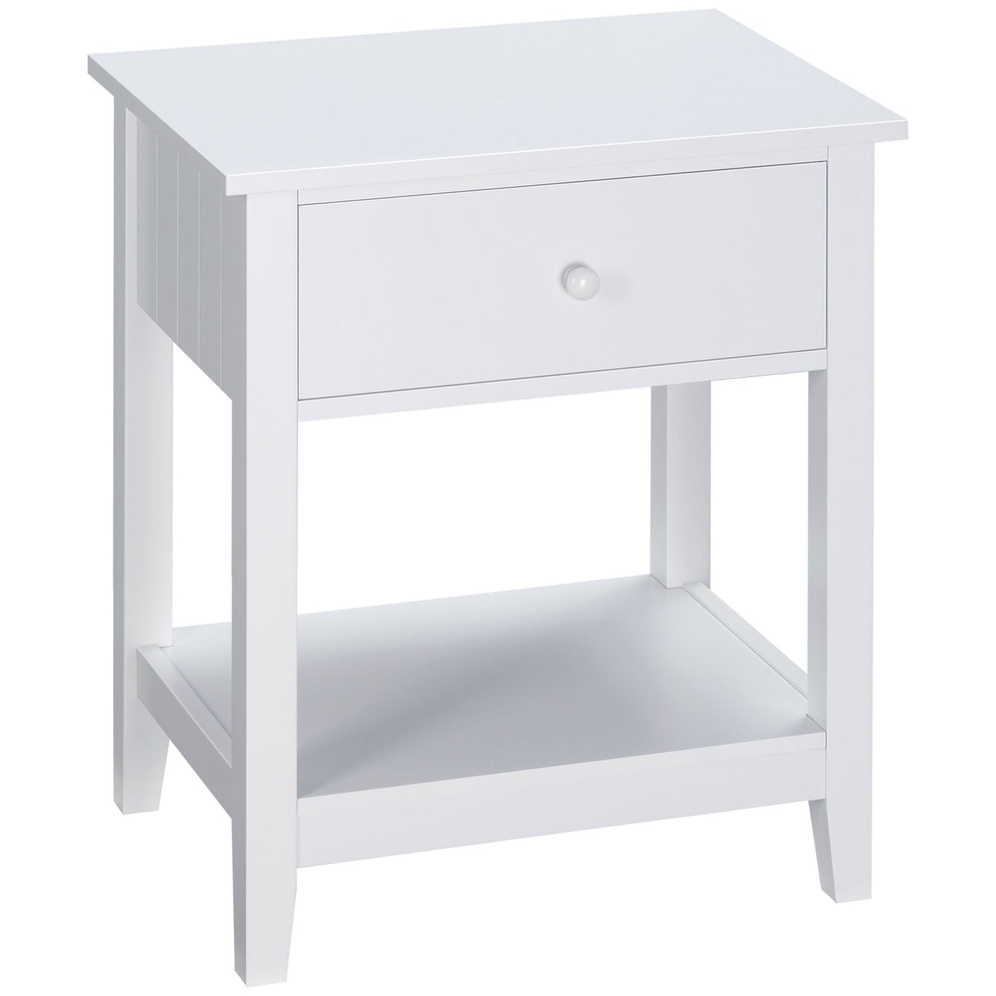 HOMCOM End Table, 2-tier Side Table with Drawer and Storage Shelf, Modern Beside Table for Bedroom, Living Room, White
