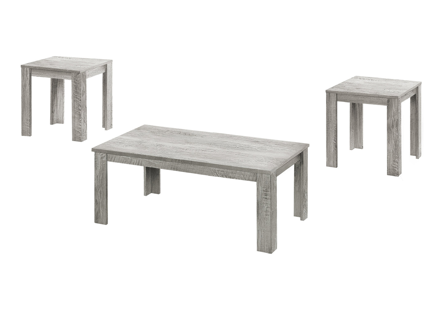 Table Set, 3pcs Set, Coffee, End, Side, Accent, Living Room, Grey Laminate, Transitional
