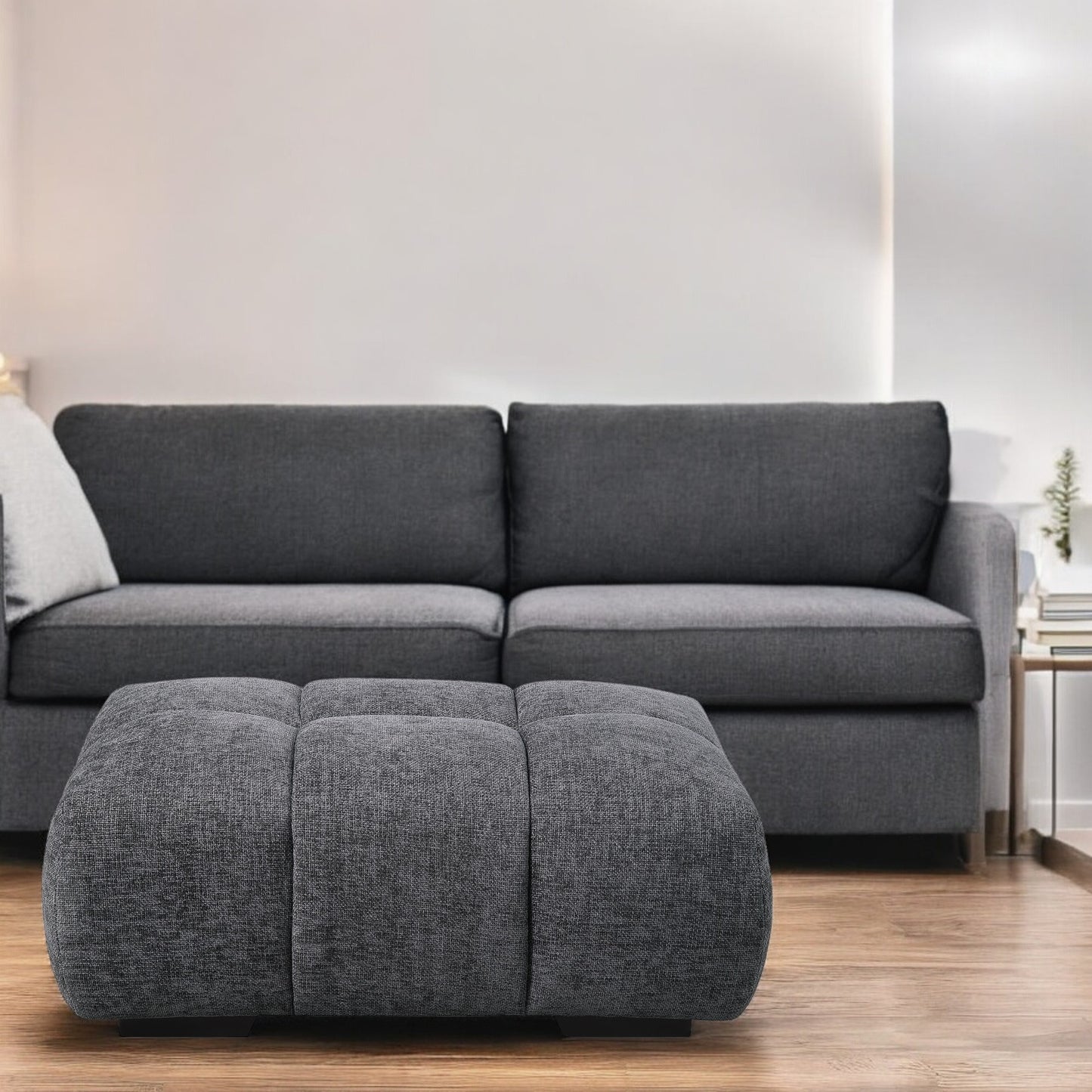Chosen Gray Chenille Ottoman