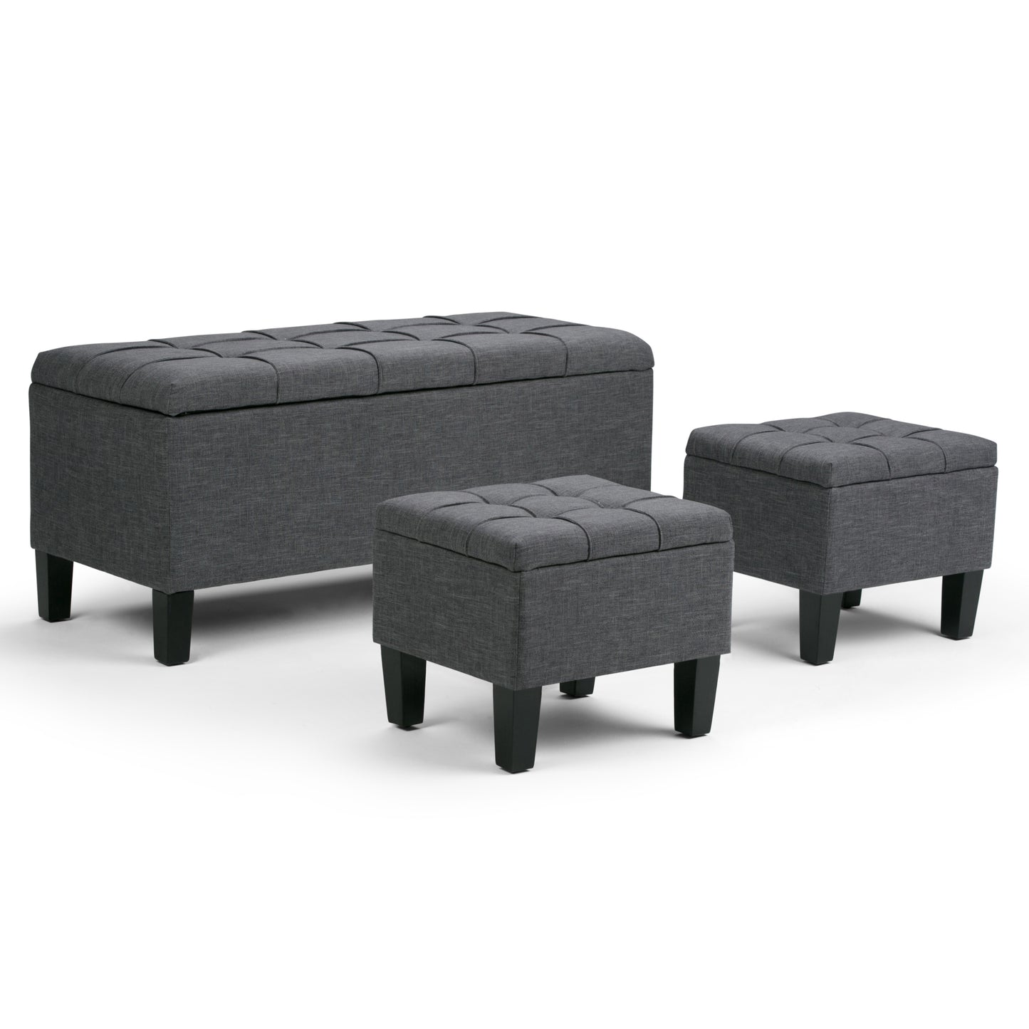Dover - 3 Piece Storage Ottoman - Slate Grey