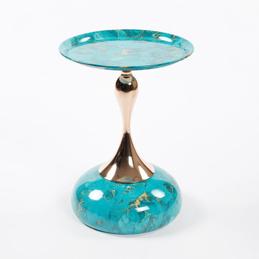 Mermaid Tail End Coffee Table Round Side Table, Modern Metal Pedestal Table, Minimalist Accent Table for Small Spaces, Drink Martini Table Decoration for Living Room