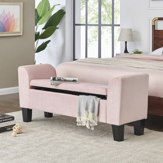 Mila 55' Pink Velvet Ottoman Bench with Storage
