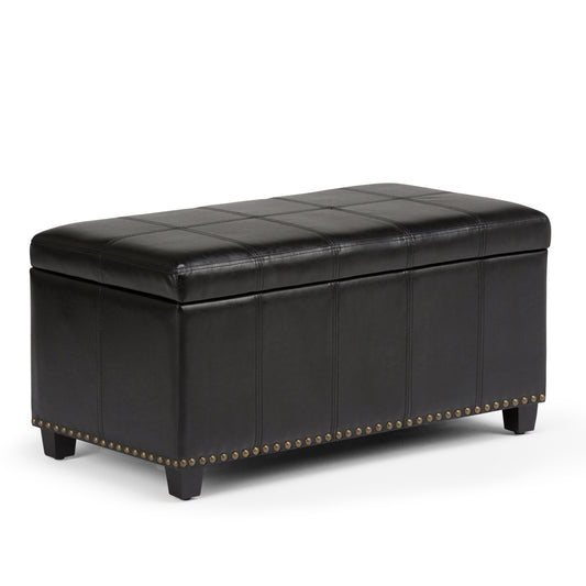 Amelia - Storage Ottoman Bench - Midnight Black