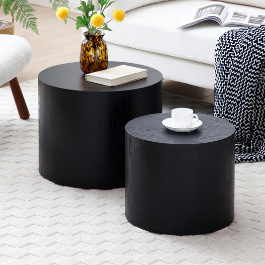 Round Coffee Table Set of 2, Nesting Coffee Tables for  MDF with  veneer .for living room,office,bedroom,Natural, 4Colors