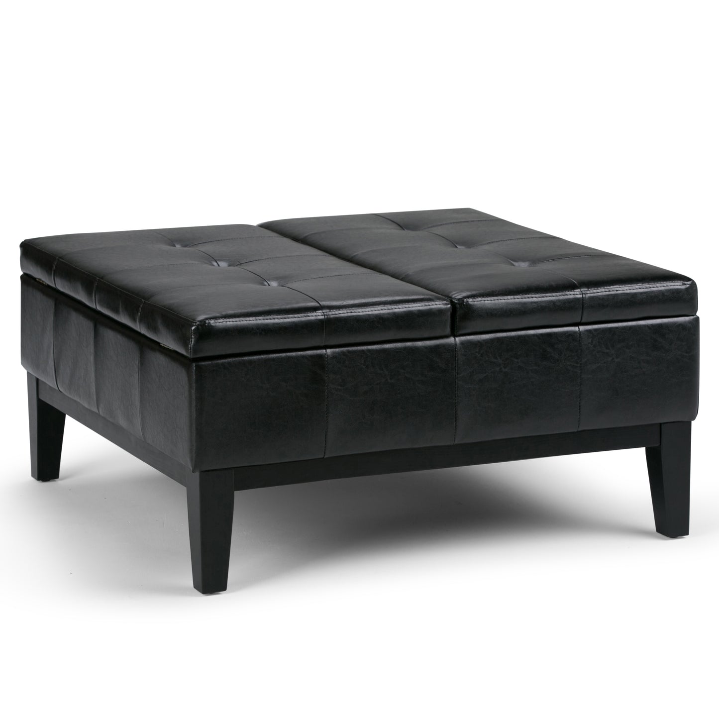 Dover - Square Coffee Table Storage Ottoman - Midnight Black