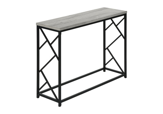 Accent Table, Console, Entryway, Narrow, Sofa, Living Room, Bedroom, Grey Laminate, Black Metal, Contemporary, Modern