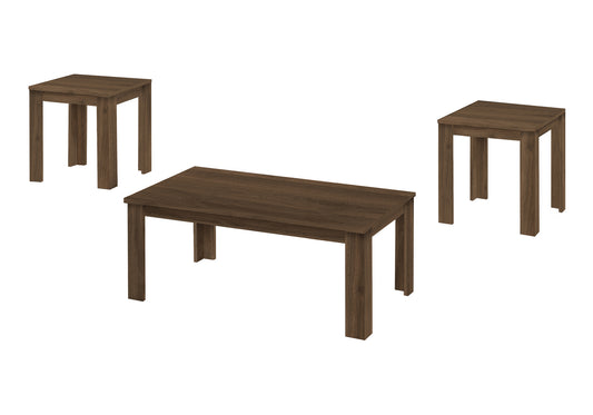 Table Set, 3pcs Set, Coffee, End, Side, Accent, Living Room, Walnut Laminate, Transitional