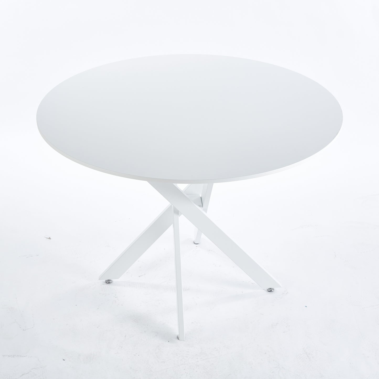 42.1'WHITE Table Mid-century Dining Table for 4-6 people With Round Mdf Table Top, Pedestal Dining Table, End Table Leisure Coffee Table,cross leg