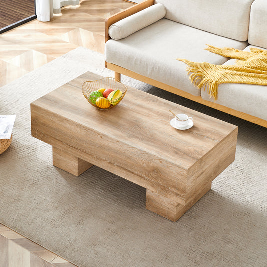 Modern Simple Light Wood Texture MDF Coffee Table - 43.3'x21.6'x17.2' Practical Model.Making it an ideal addition to any living room or apartment.