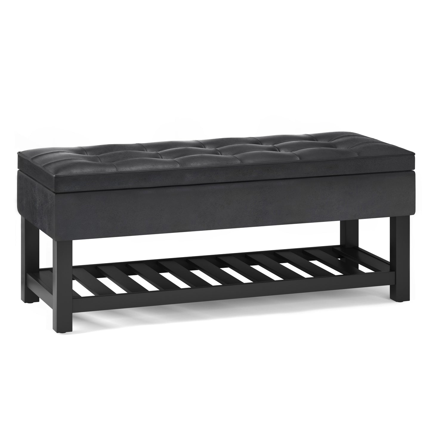 Cosmopolitan - Storage Ottoman Bench with Open Bottom - Distressed Black