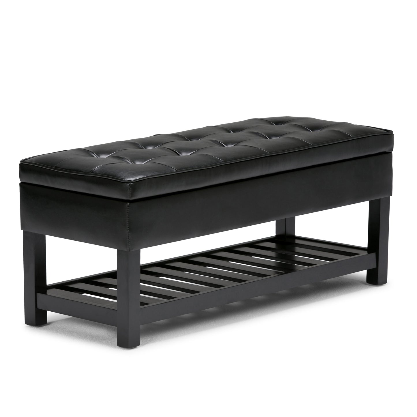 Cosmopolitan - Storage Ottoman Bench with Open Bottom - Midnight Black