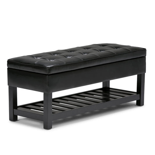 Cosmopolitan - Storage Ottoman Bench with Open Bottom - Midnight Black