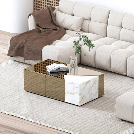 39.37''W Mirrored Modern Block Coffee Table