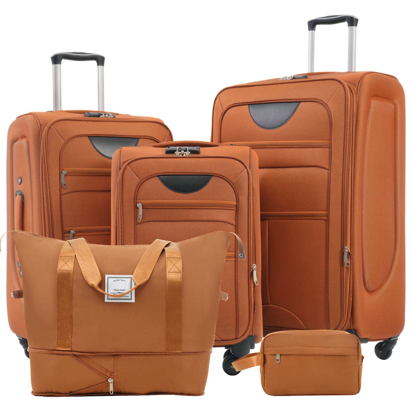Softside Luggage Expandable 3 Piece Set Suitcase with Duffel Bag Upright Spinner Softshell Lightweight Luggage Travel Set