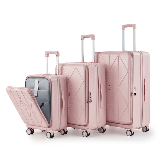 Luggage Sets 3 Piece(20/24/28), Expandable Carry On Luggage with TSA Lock Airline Approved, 100% PC Hard Shell and Lightweight Suitcase with Front Pocket and Spinner Wheels